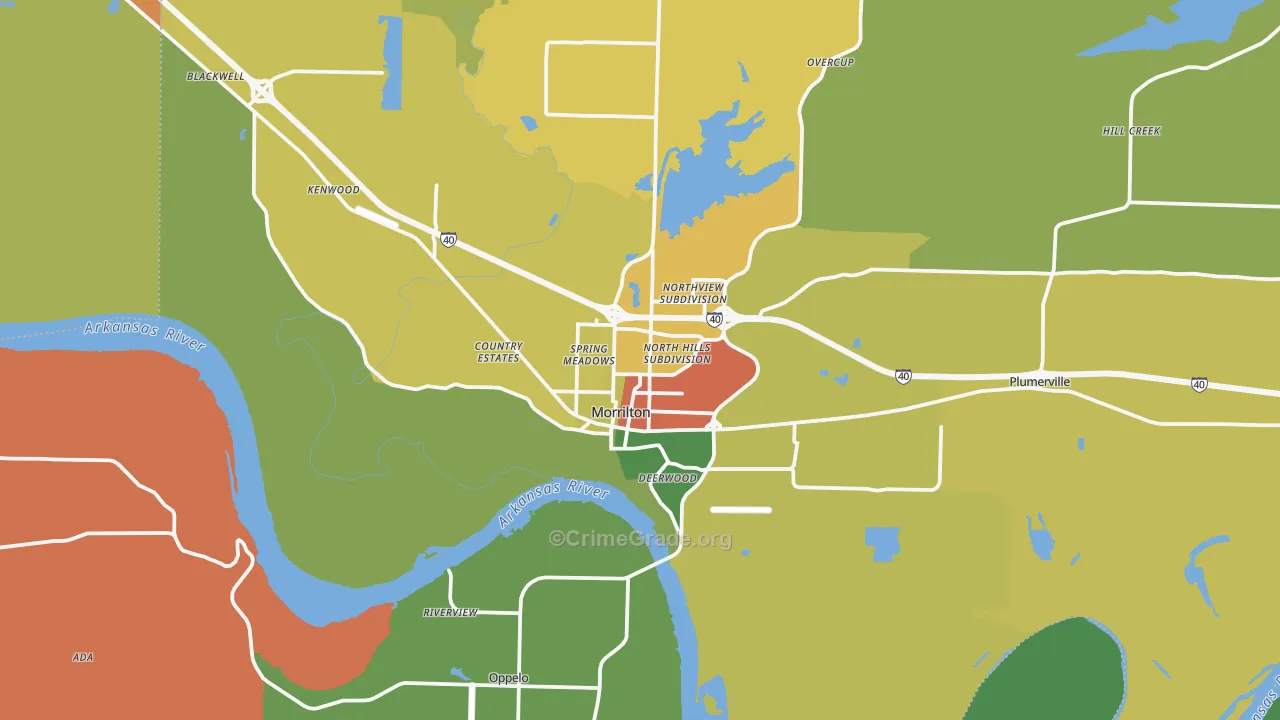 Morrilton, AR Map of Assault Rates