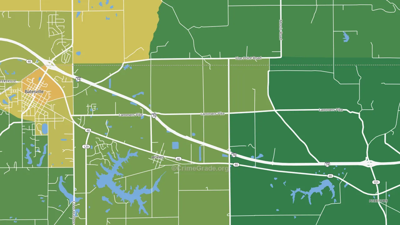 Morris, IN Map of Assault Rates