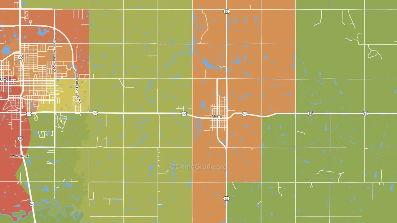 Morris, OK Map of Assault Rates
