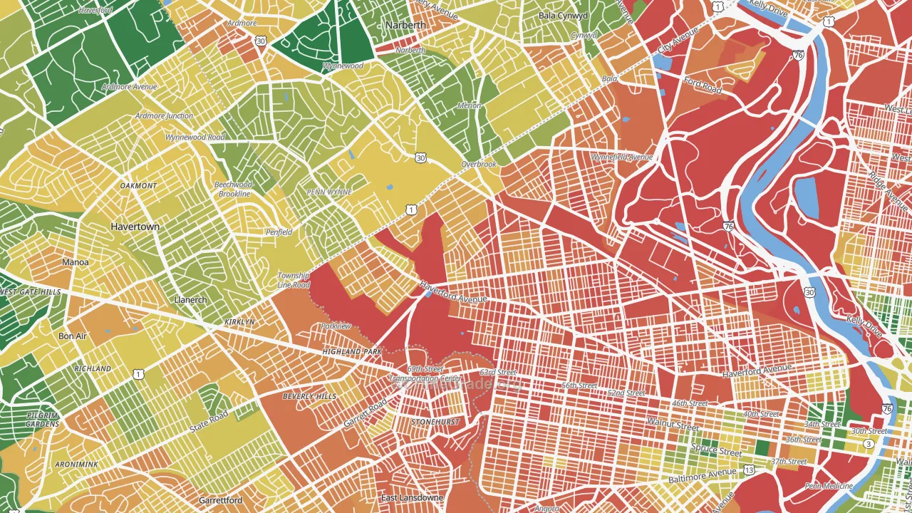 Morris Park, Philadelphia, PA Map of Assault Rates
