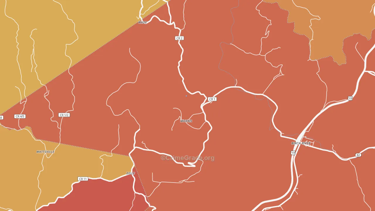 Morris, WV Map of Assault Rates