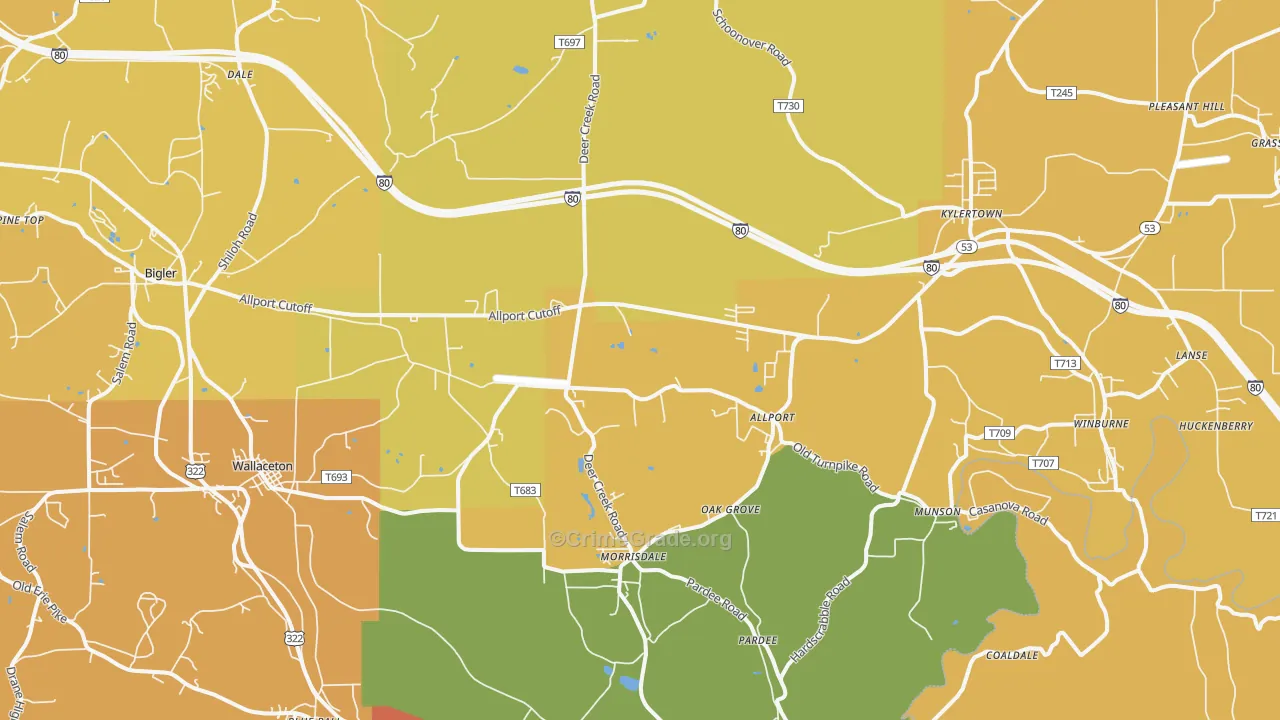 Morrisdale, PA Map of Assault Rates
