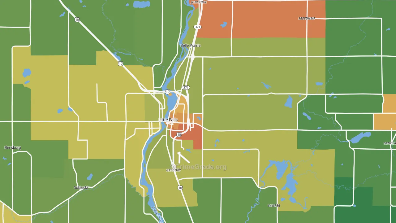 Morrison County, MN Map of Assault Rates