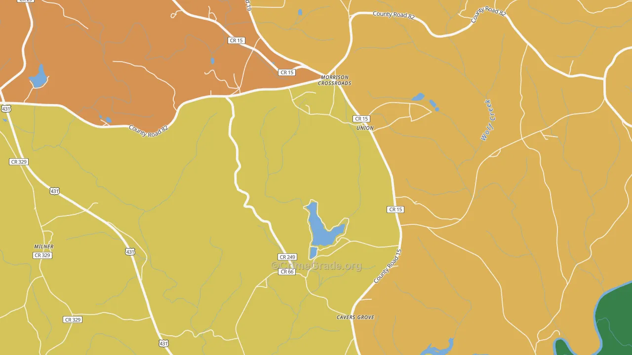 Morrison Crossroads, AL Map of Assault Rates