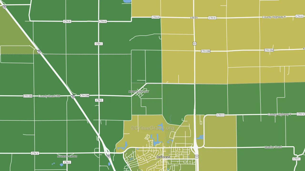 Morrisonville, WI Map of Assault Rates