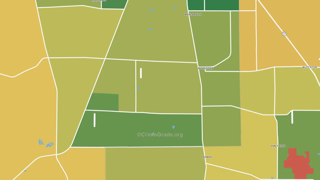 Morriston, FL Map of Assault Rates