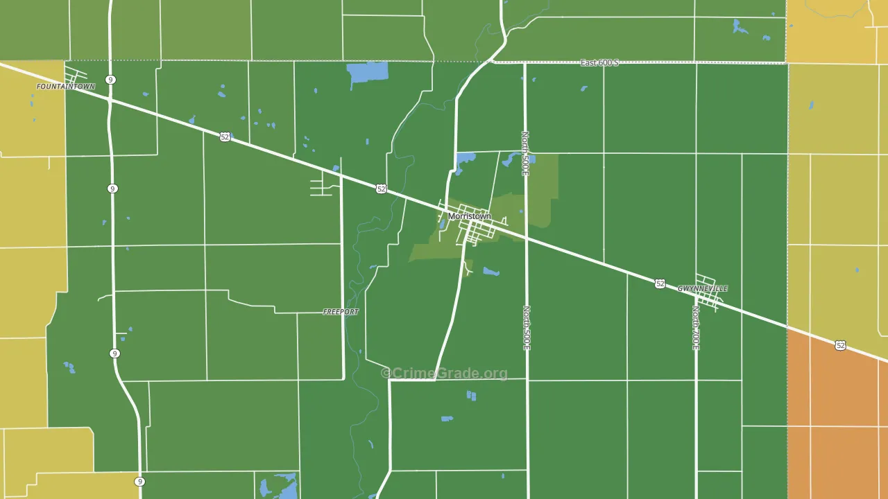 Morristown, IN Map of Assault Rates