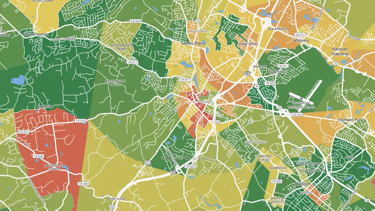 Morristown, NJ Map of Assault Rates