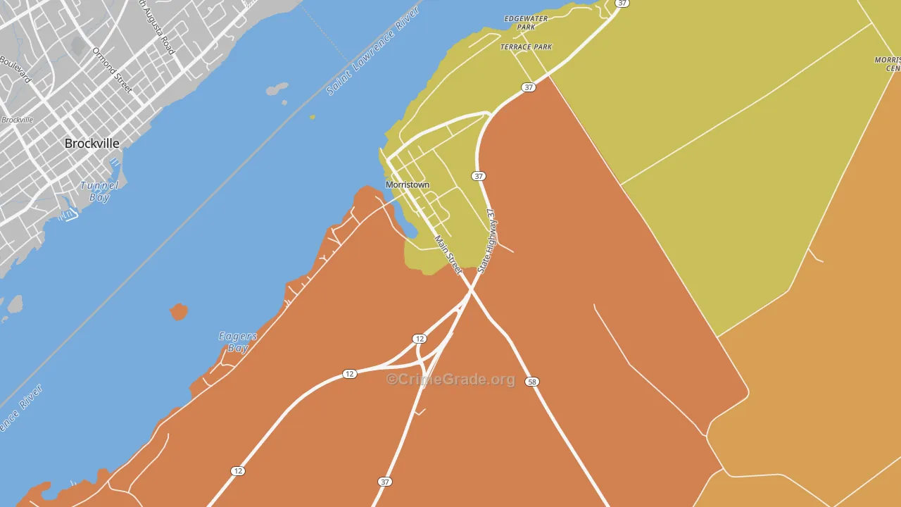 Morristown, NY Map of Assault Rates