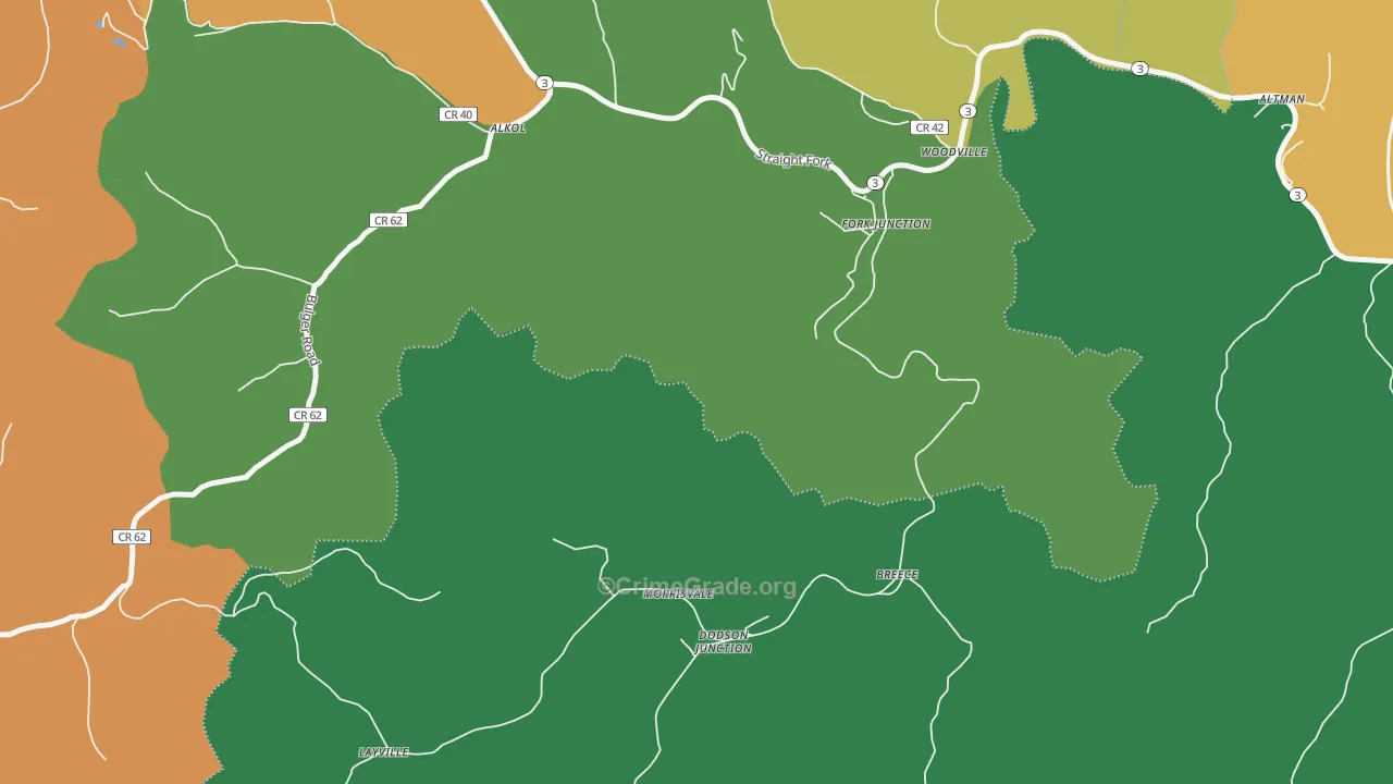 Morrisvale, WV Map of Assault Rates