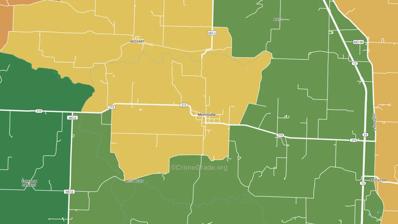 Morrisville, MO Map of Assault Rates