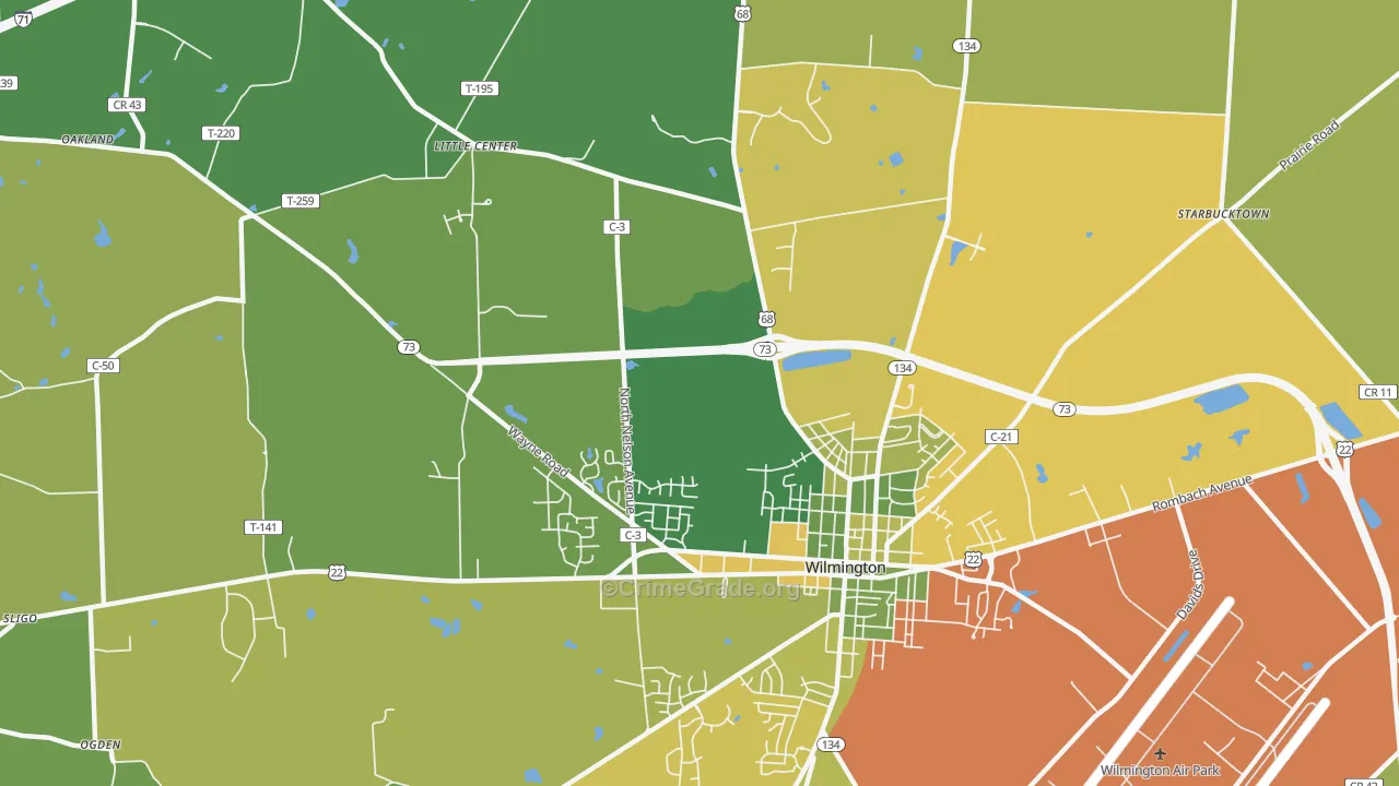 Morrisville, OH Map of Assault Rates