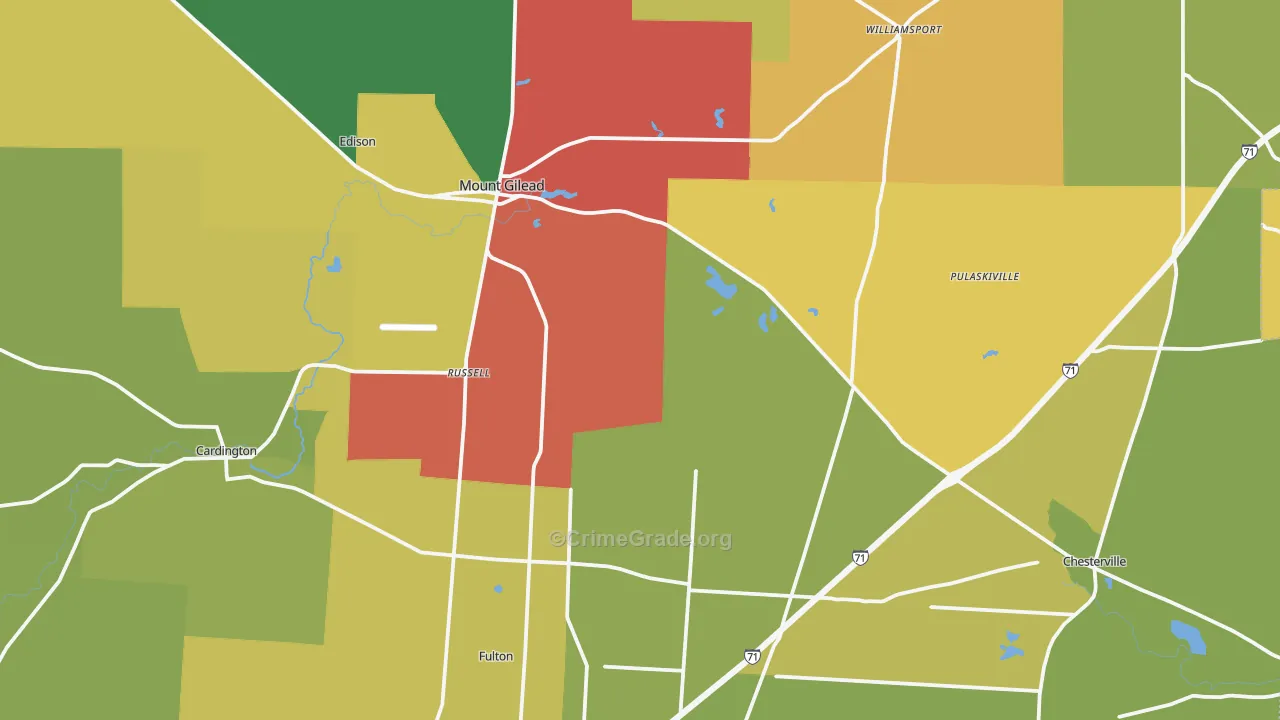 Morrow County, OH Map of Assault Rates