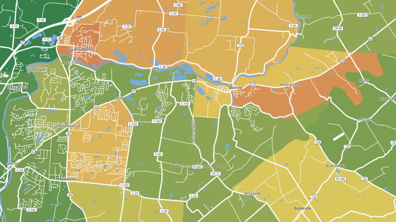 Morrow, OH Map of Assault Rates