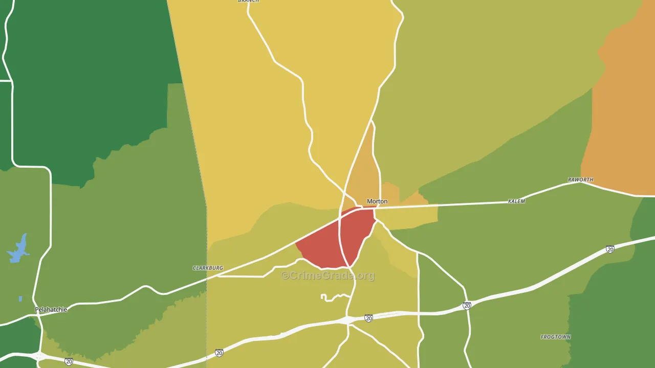 Morton, MS Map of Assault Rates