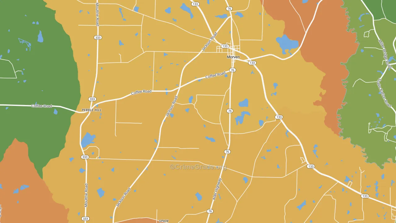 Morven, GA Map of Assault Rates
