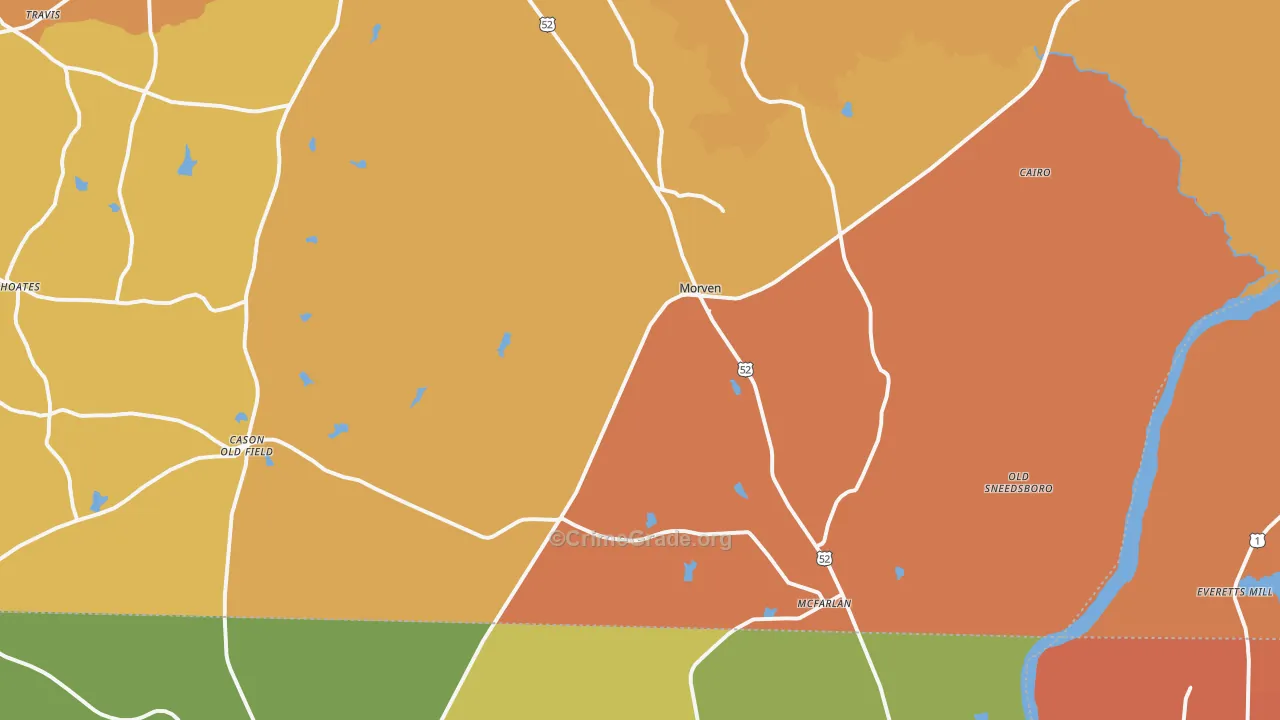Morven, NC Map of Assault Rates