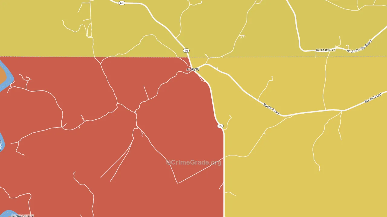 Morvin, AL Map of Assault Rates