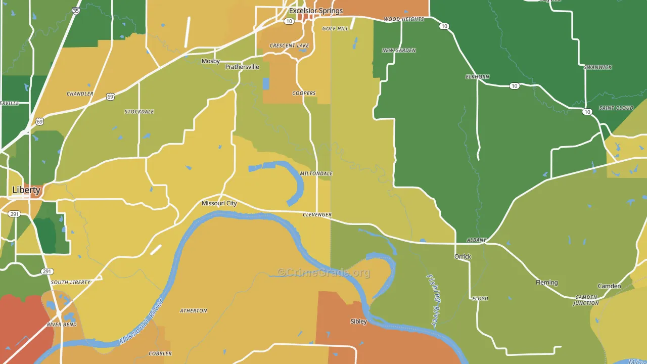 Mosby, MO Map of Assault Rates