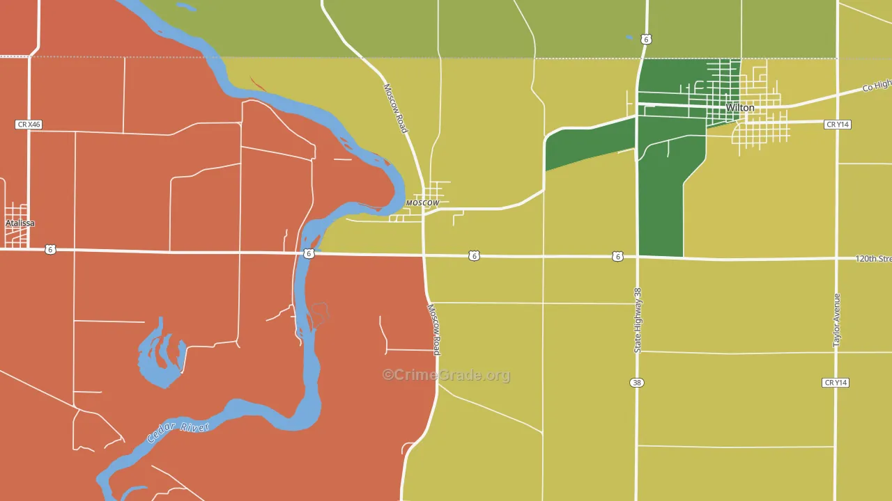 Moscow, IA Map of Assault Rates