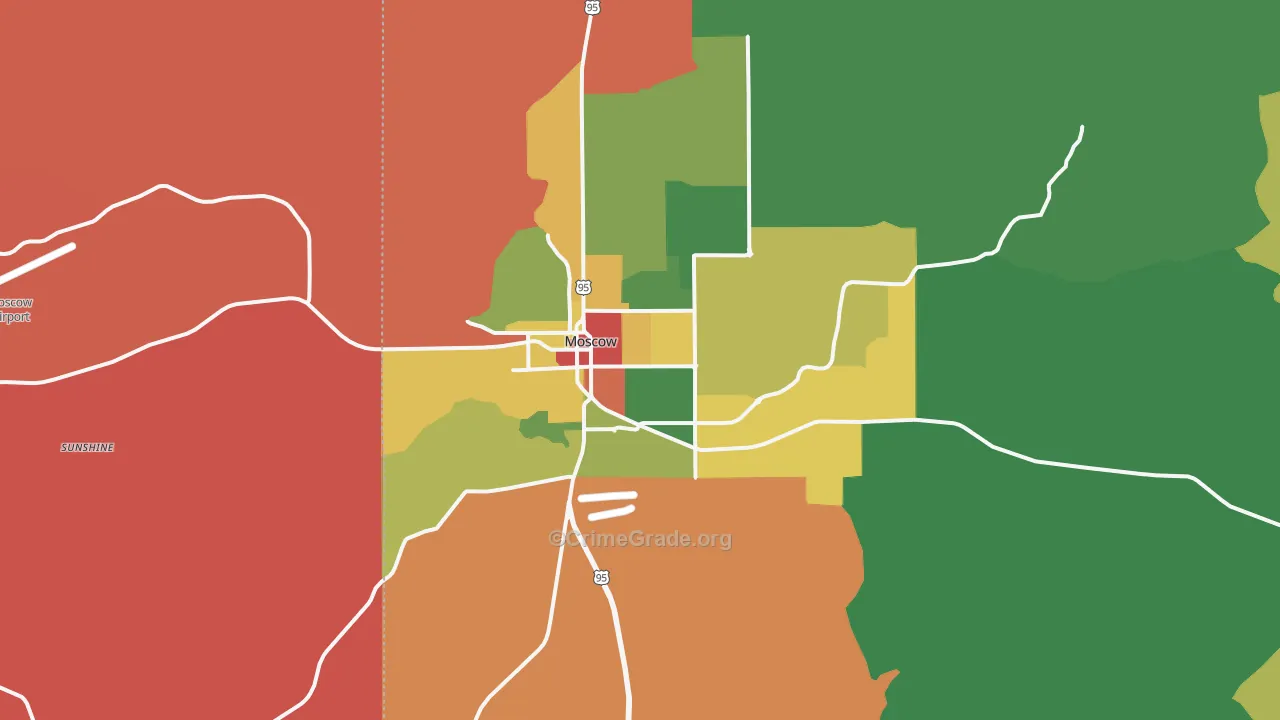 Moscow, ID Map of Assault Rates