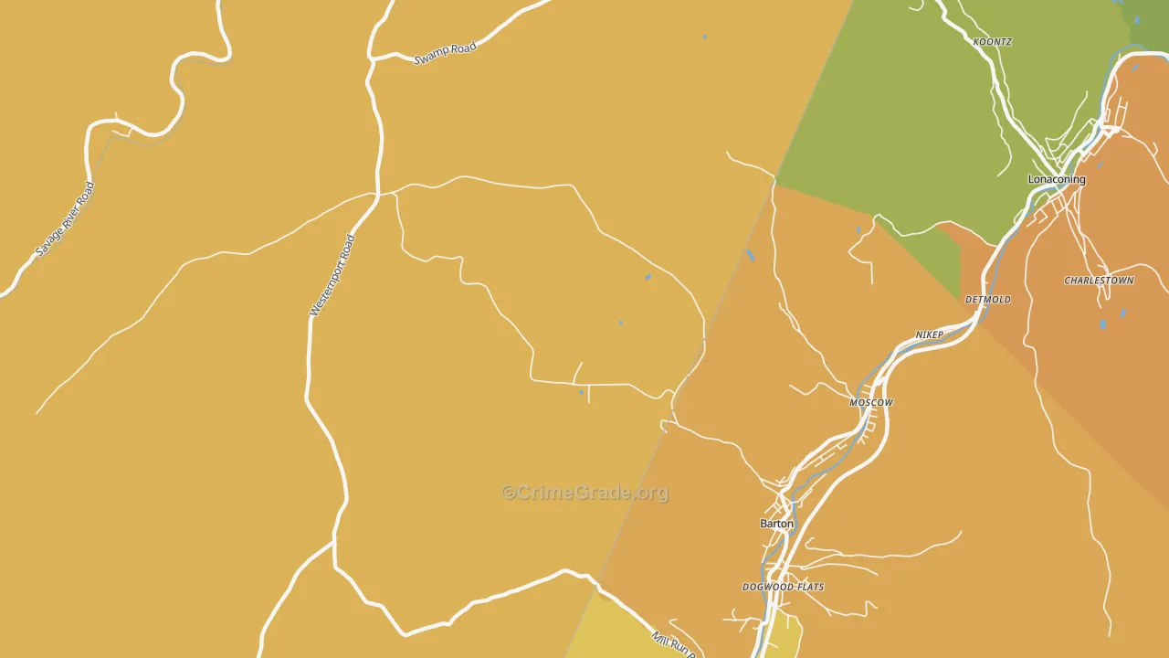 Moscow, MD Map of Assault Rates