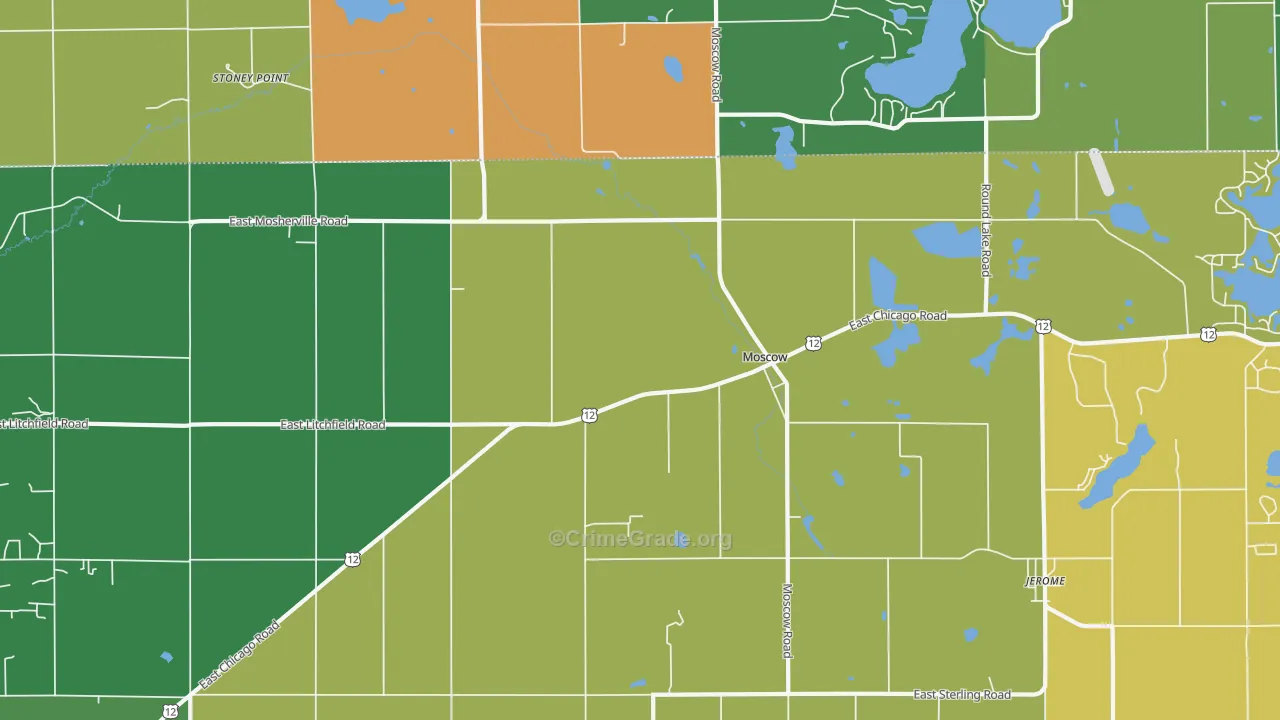 Moscow, MI Map of Assault Rates