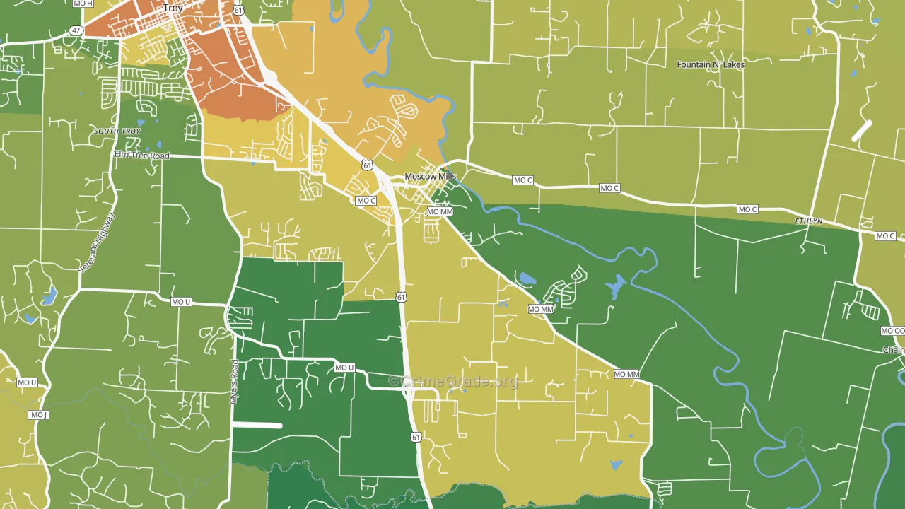 Moscow Mills, MO Map of Assault Rates