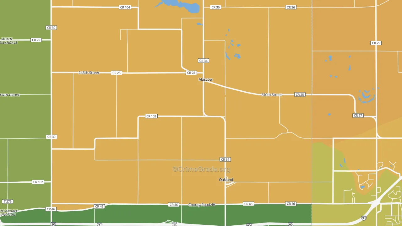 Moscow, MN Map of Assault Rates