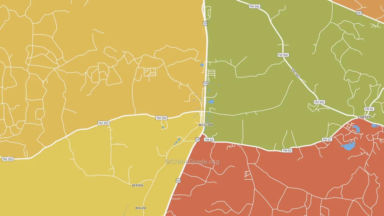 Moscow, TX Map of Assault Rates