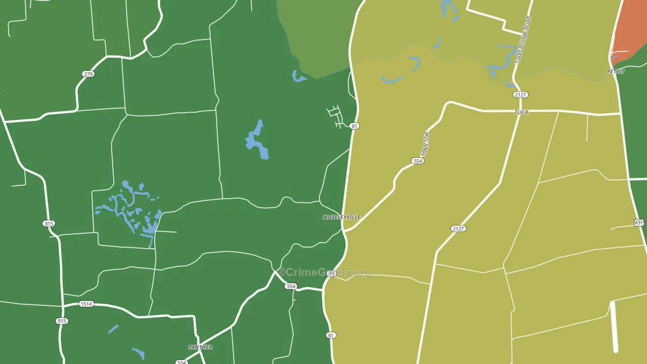Moseleyville, KY Map of Assault Rates