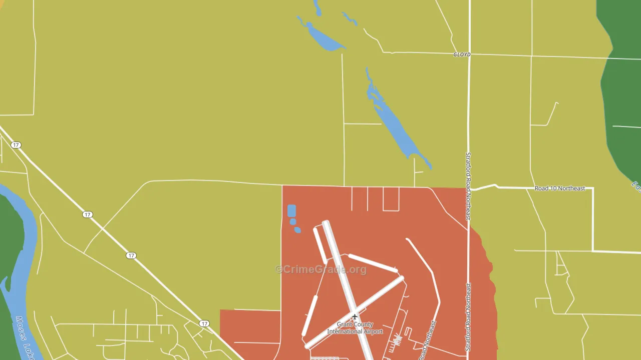 Moses Lake North, WA Map of Assault Rates