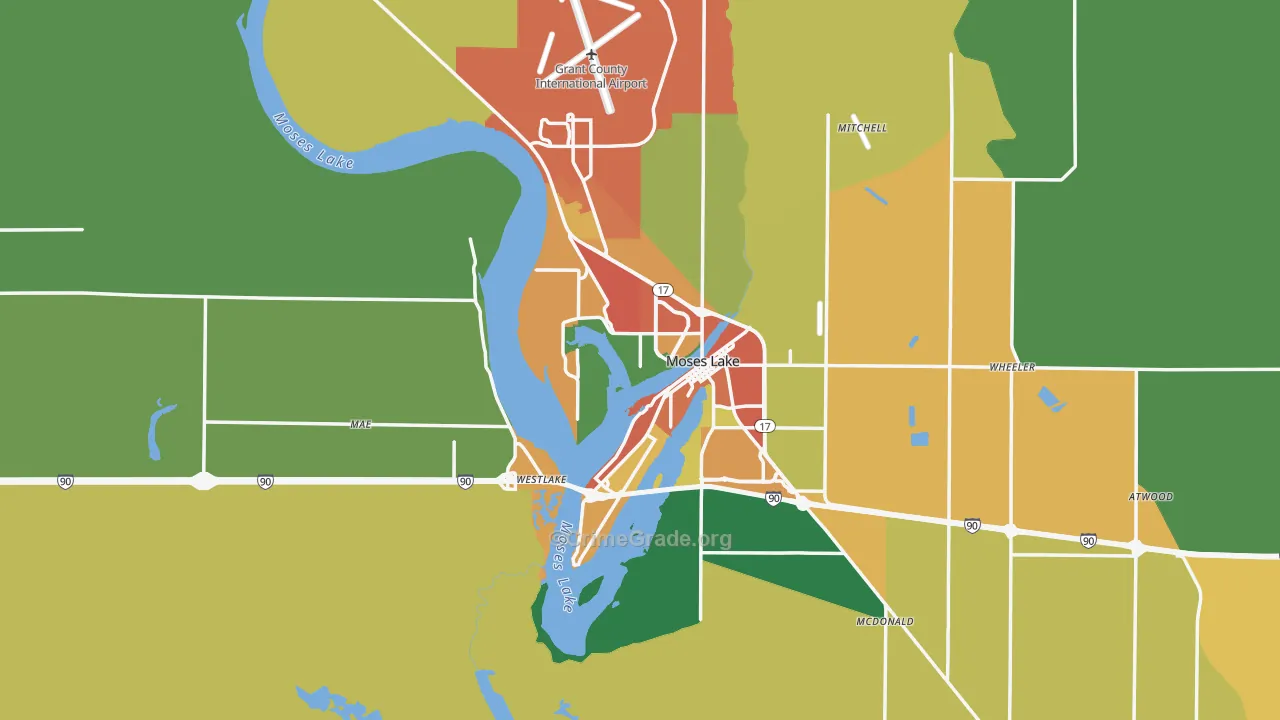 Moses Lake, WA Map of Assault Rates