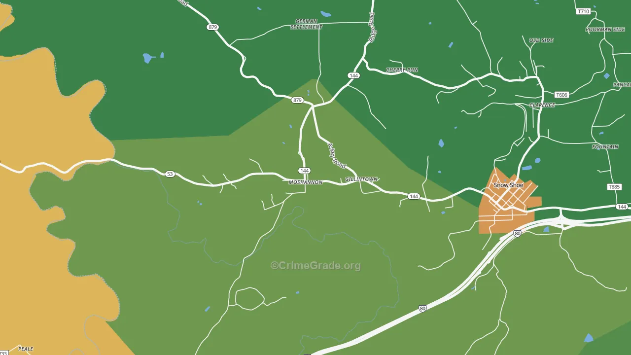 Moshannon, PA Map of Assault Rates