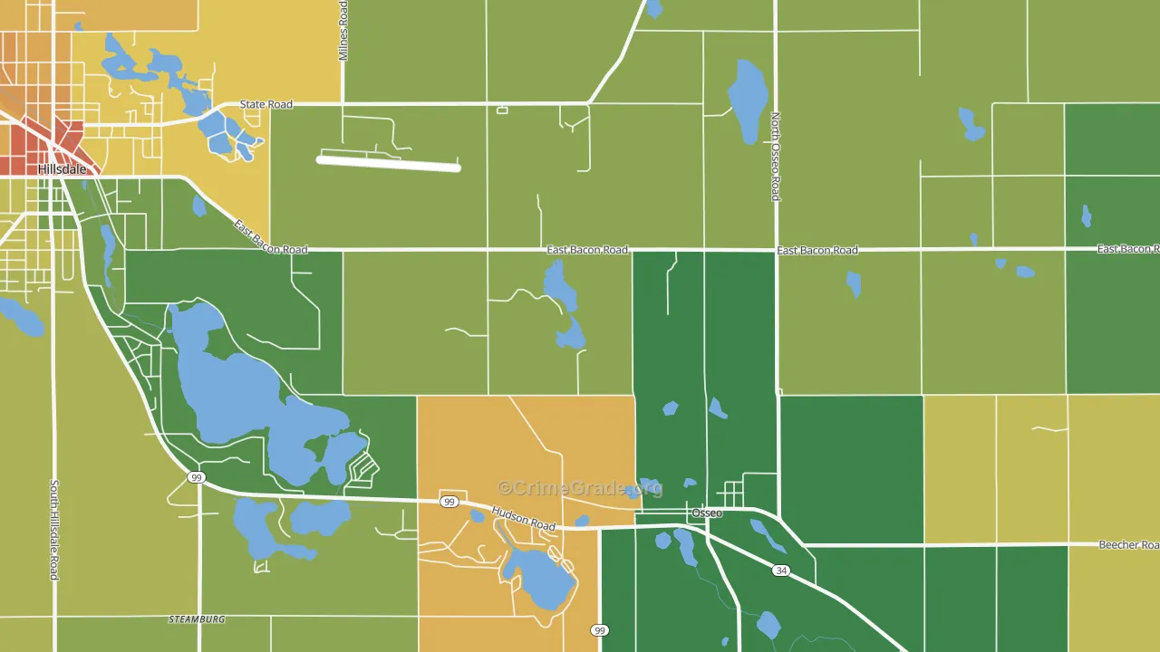 Mosherville, MI Map of Assault Rates