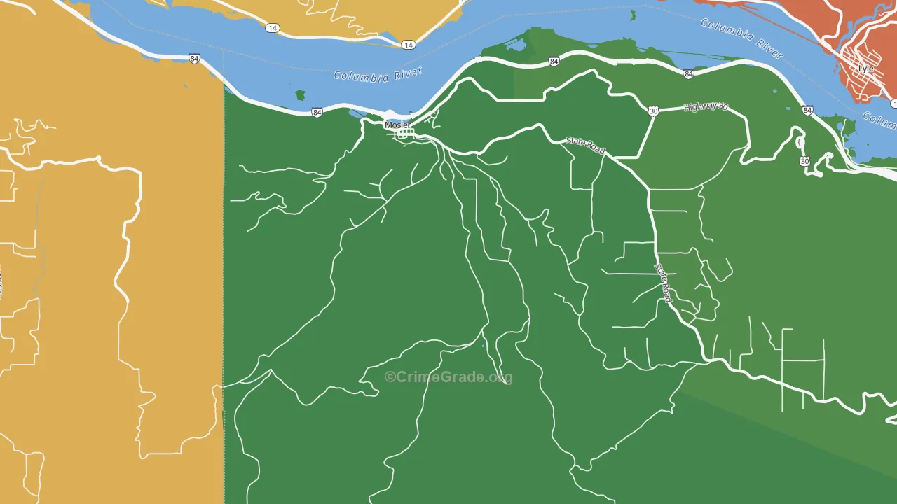 Mosier, OR Map of Assault Rates