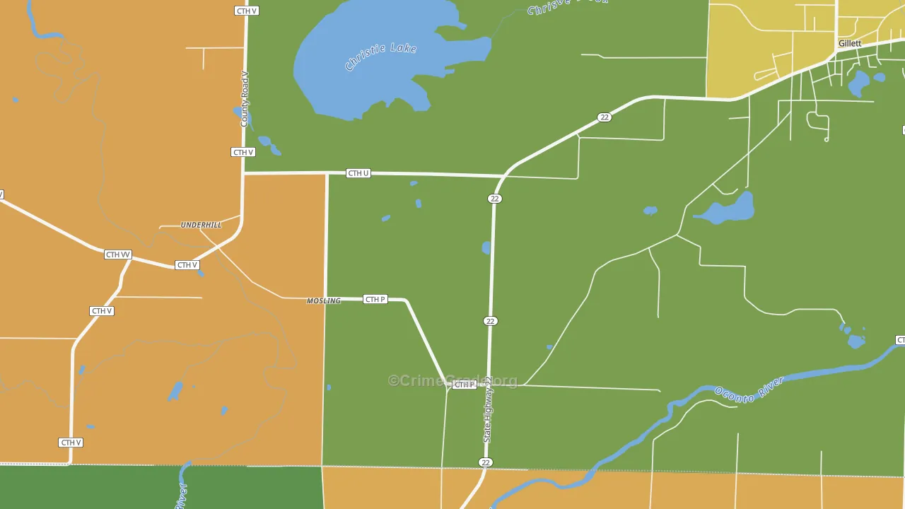 Mosling, WI Map of Assault Rates