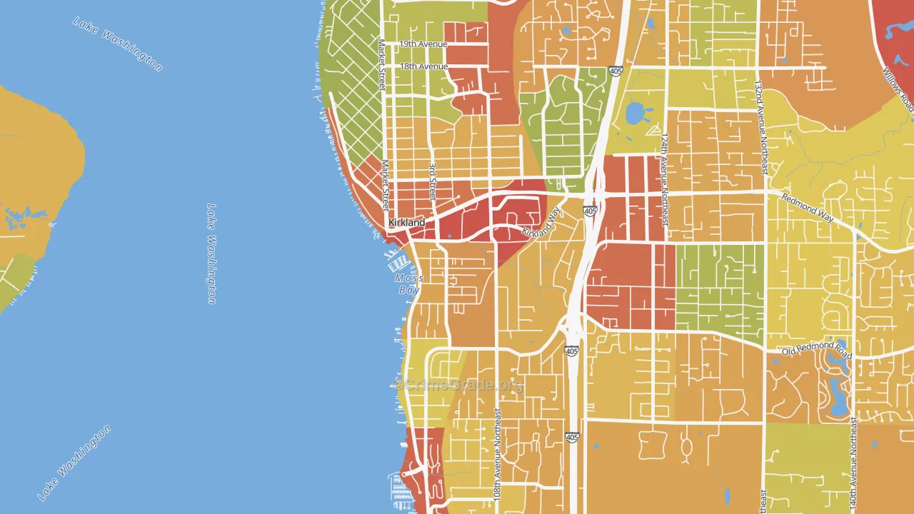 Moss Bay, Kirkland, WA Map of Assault Rates
