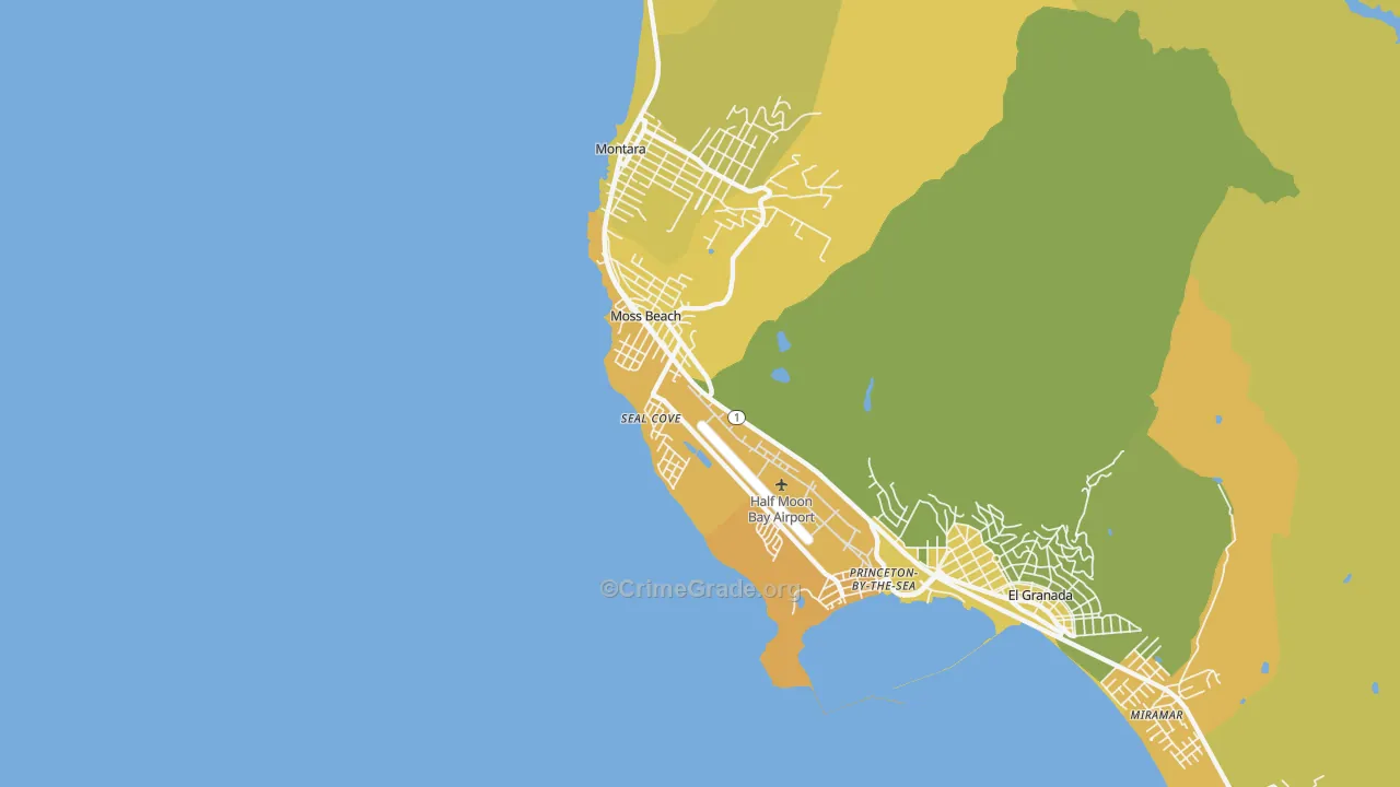 Moss Beach, CA Map of Assault Rates