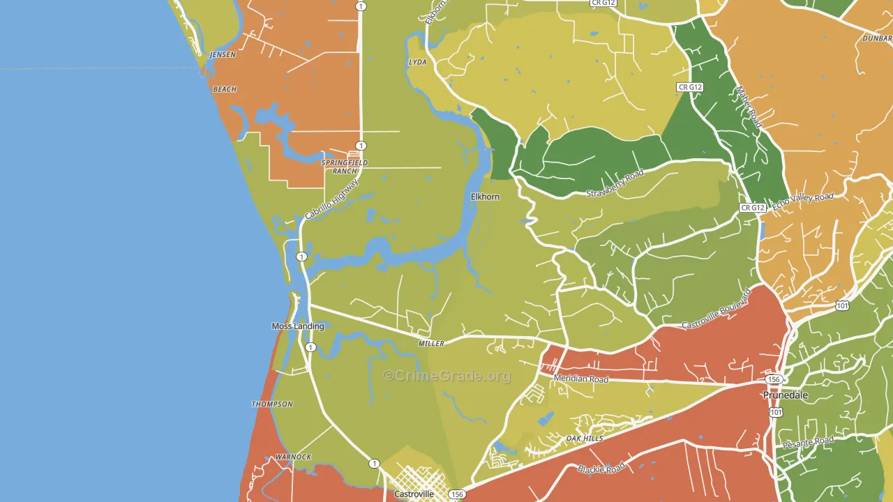 Moss Landing, CA Map of Assault Rates