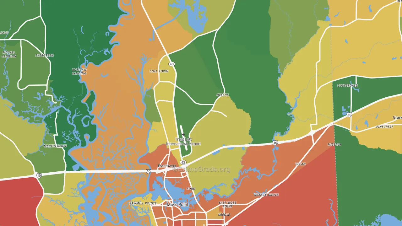 Moss Point, MS Map of Assault Rates
