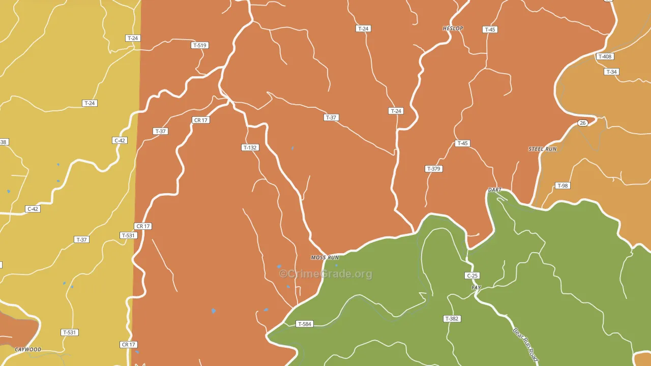 Moss Run, OH Map of Assault Rates