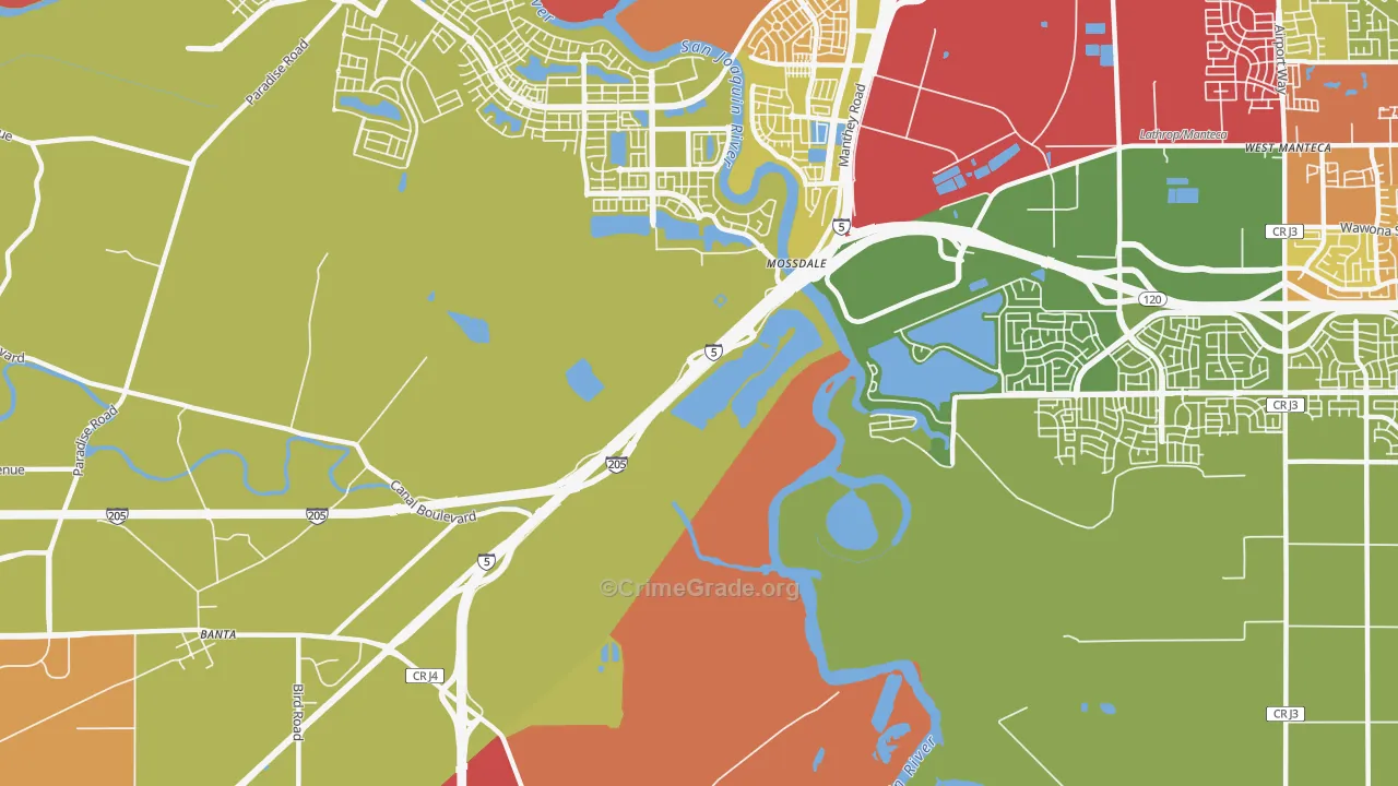 Mossdale, CA Map of Assault Rates