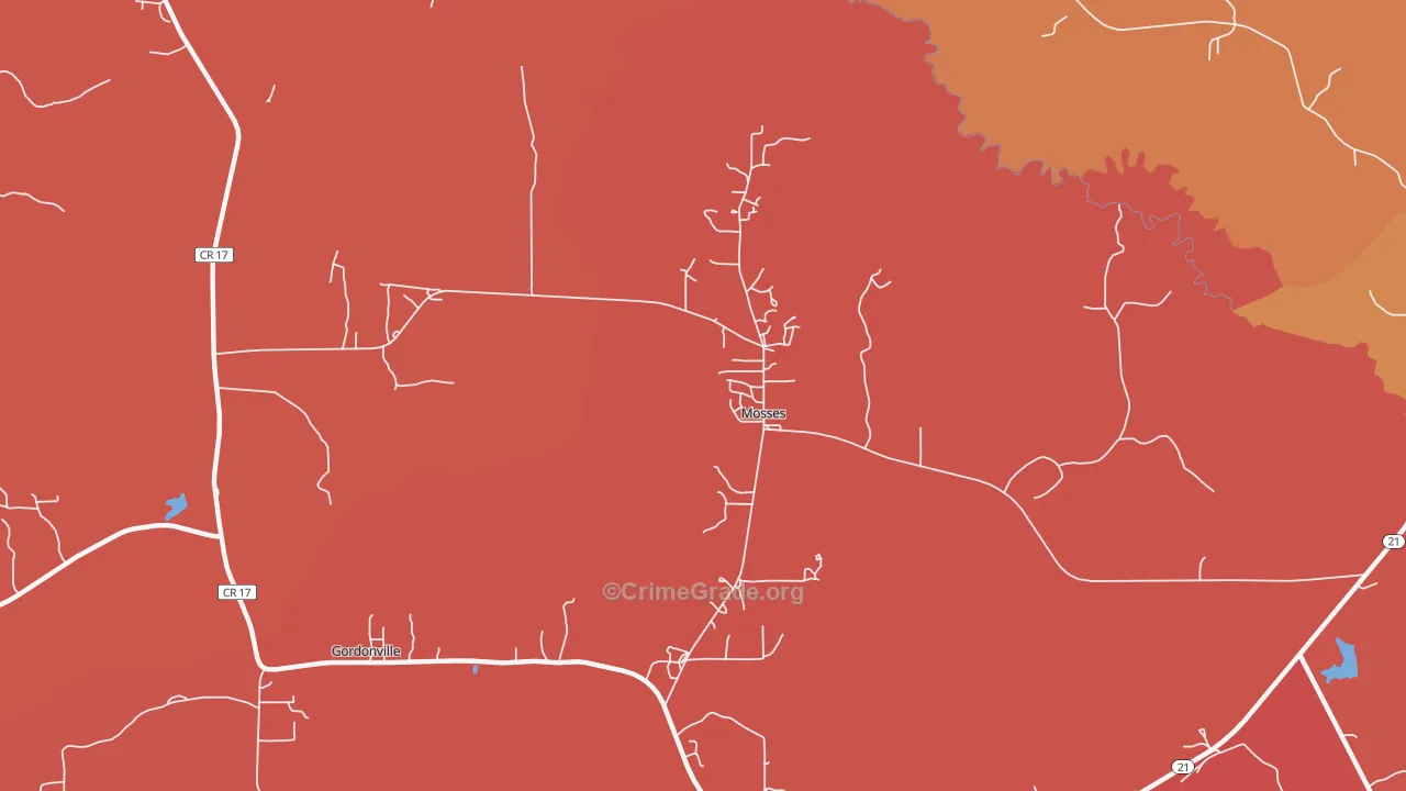 Mosses, AL Map of Assault Rates