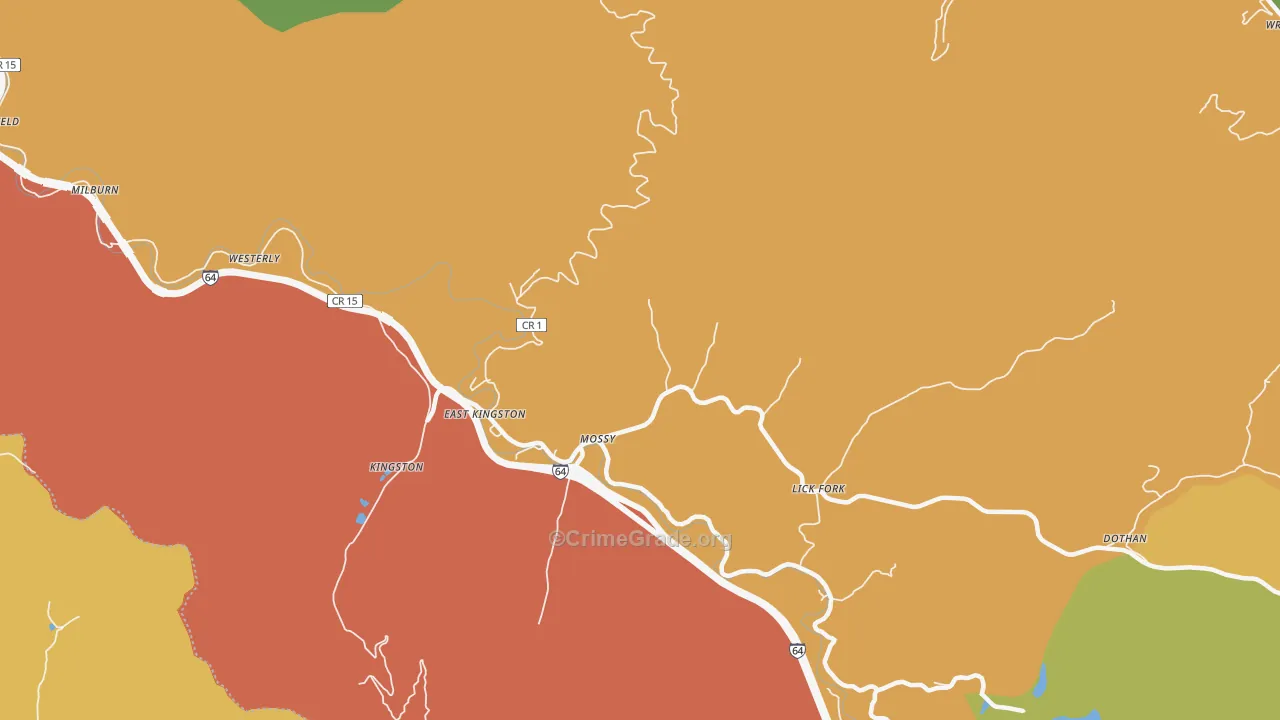 Mossy, WV Map of Assault Rates