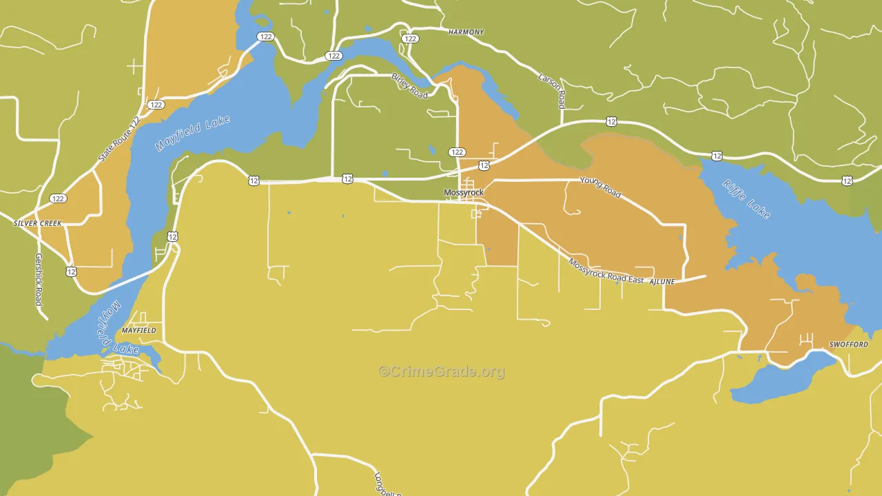 Mossyrock, WA Map of Assault Rates