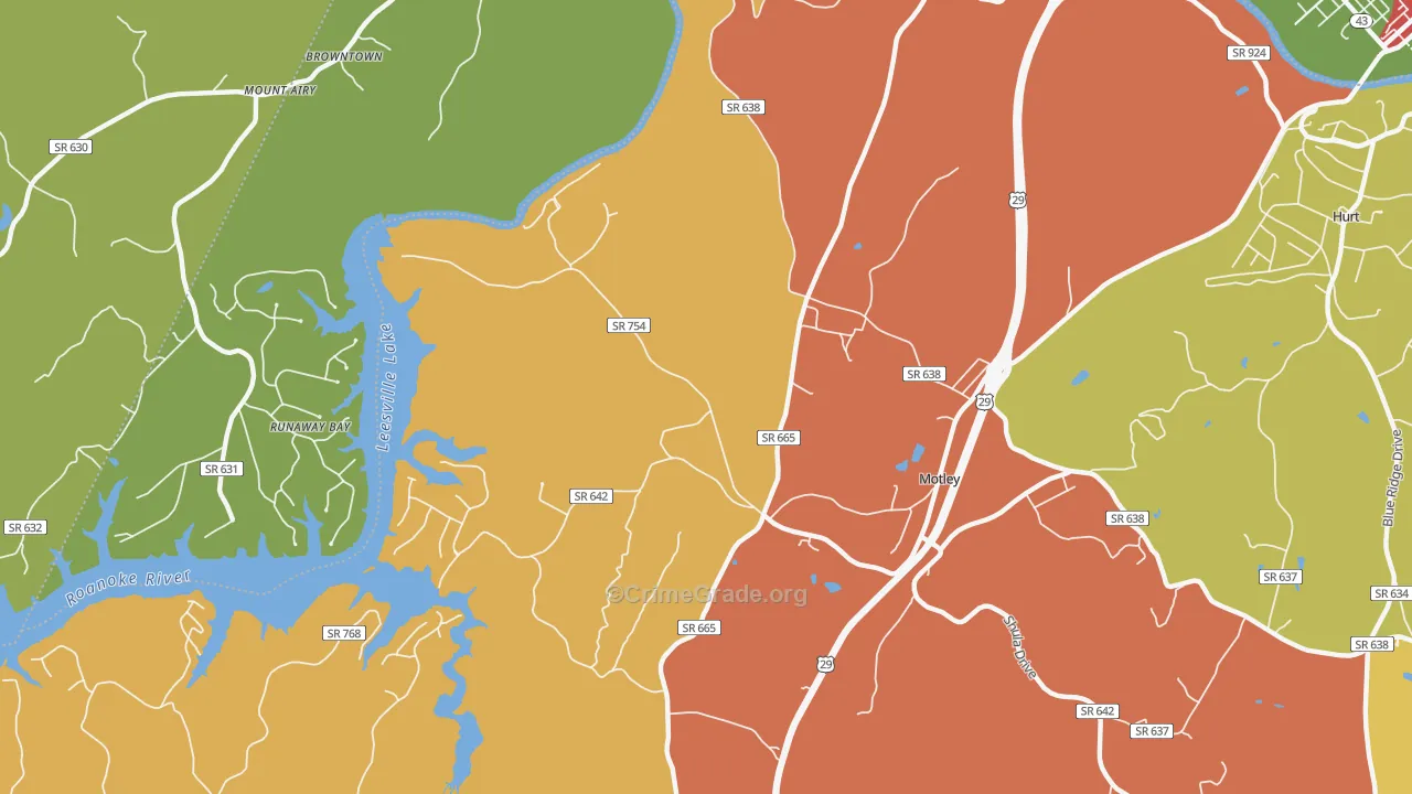 Motley, VA Map of Assault Rates