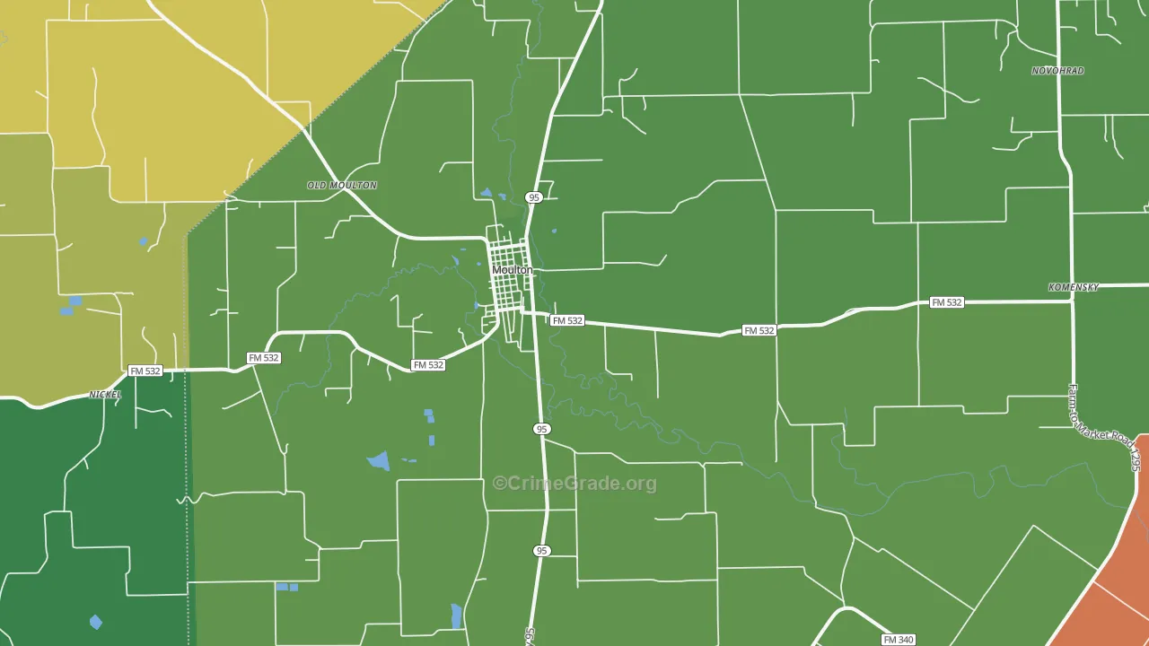 Moulton, TX Map of Assault Rates