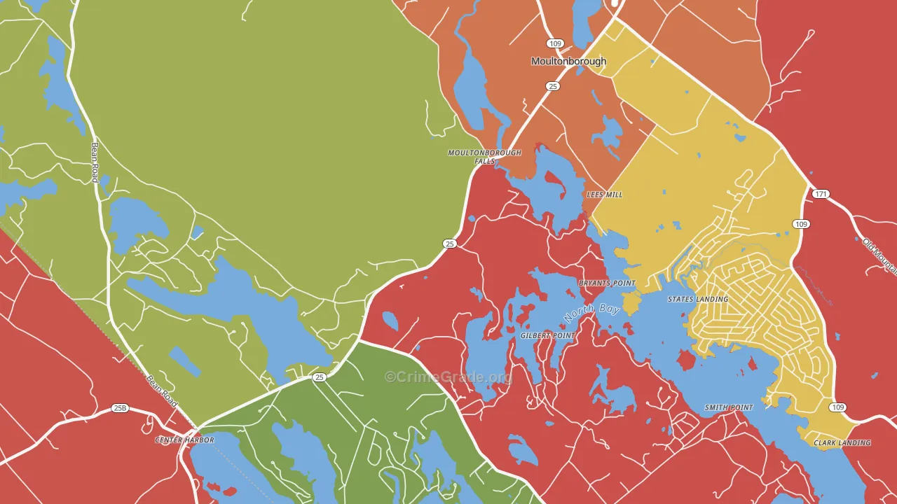Moultonborough Falls, NH Map of Assault Rates