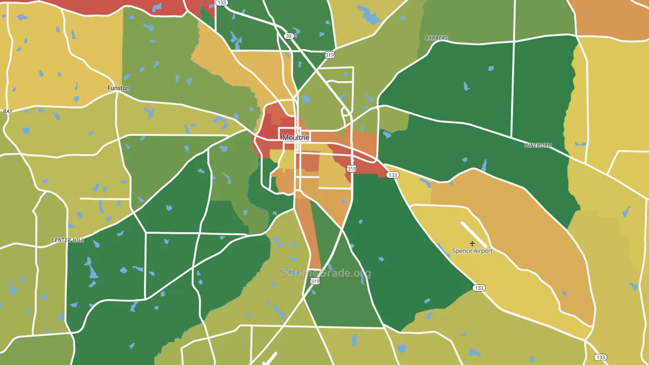 Moultrie, GA Map of Assault Rates